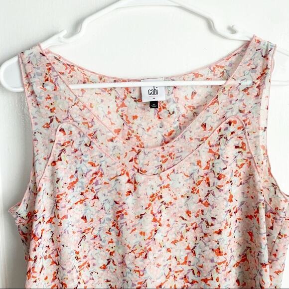 CAbi Bella Floral Tiered Chiffon Blouse Tank Top #5032 Pink Size XS Layering - Picture 4 of 13